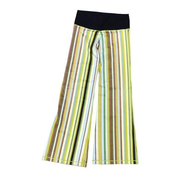 Lululemon rare pants striped bell bottoms size xs green yellow black - Picture 2 of 6
